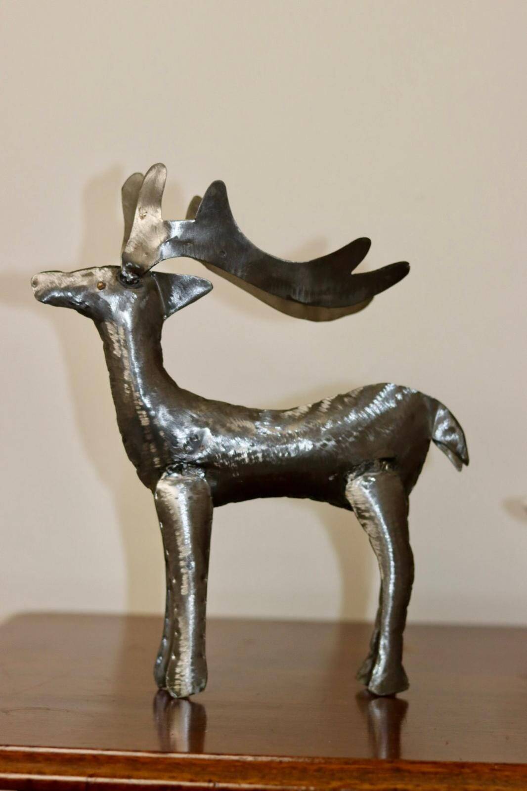Swedish reindeer sculpture in tin/metal