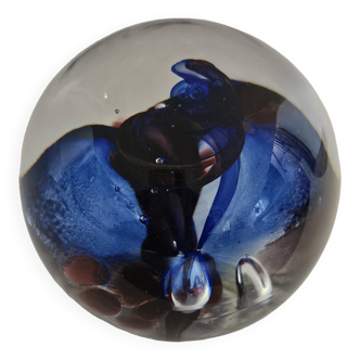 Ball, vintage glass paperweight, signed Masson