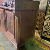 Carved walnut vanity