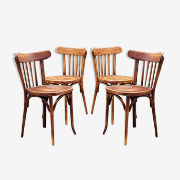 Set 4 chaises bistrot Baumann n°108 années 50