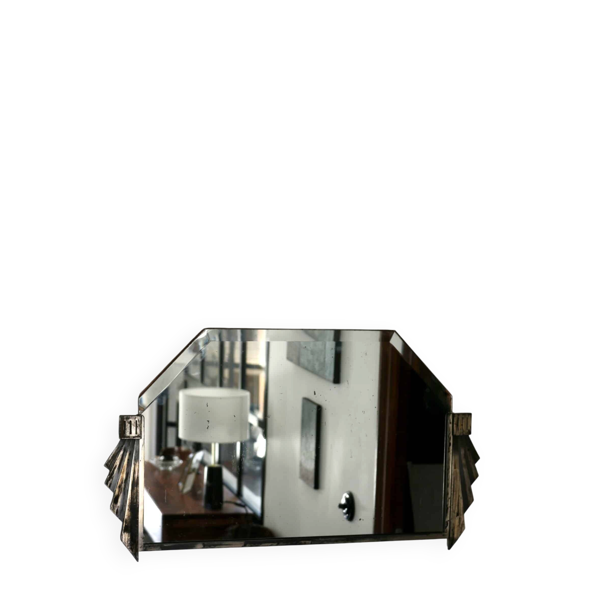 Bevelled mirror from the Art Deco period and style, 1930-40.