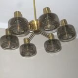 Large brass and glass chandelier by Hans-Agne Jakobsson, Sweden 1960s