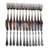 12 silver-plated metal fish cutlery pieces by Guildar, 24 pieces.