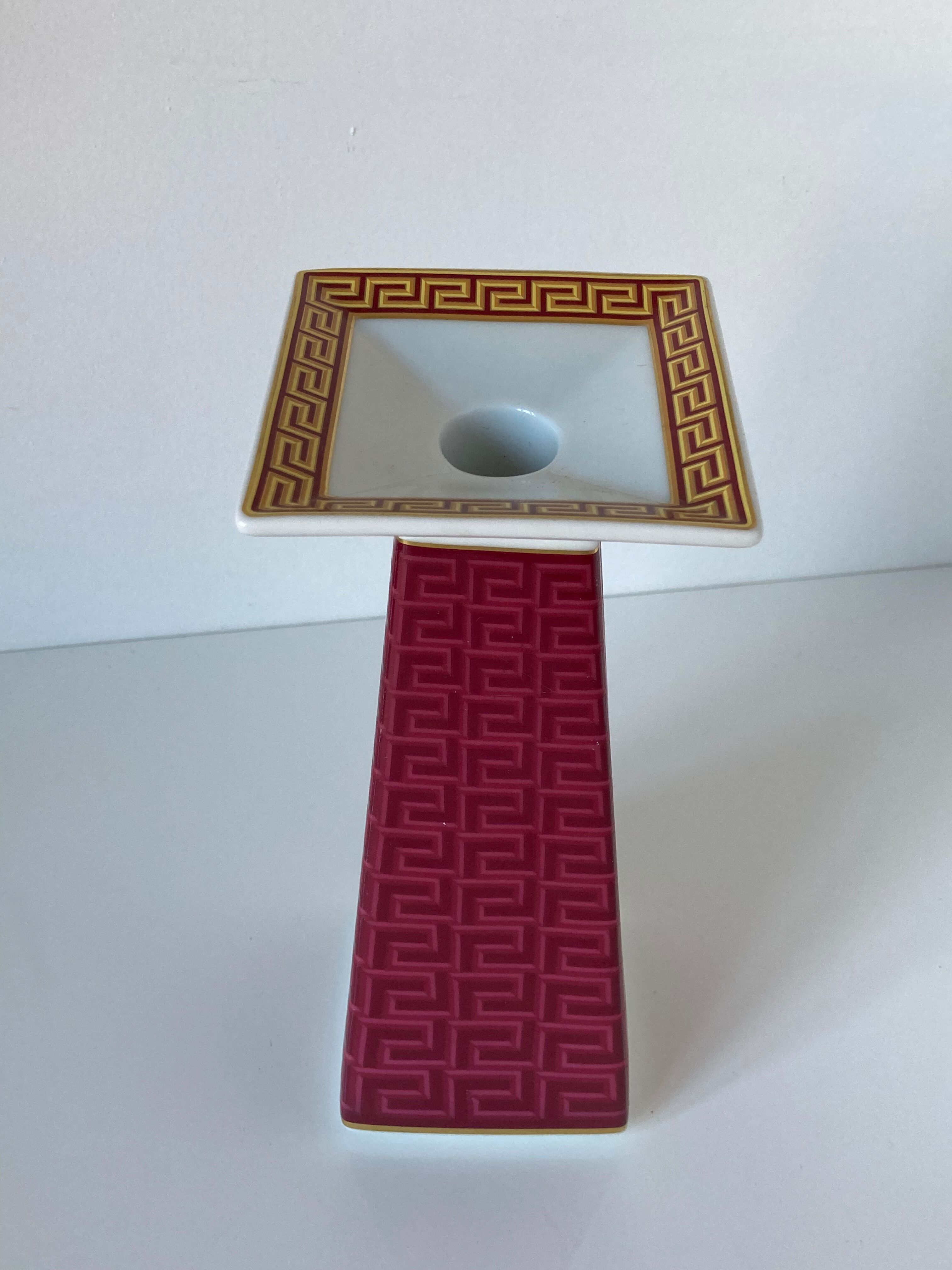 Meandre Versace candle holder for Rosenthal in glazed and gilded porcelain