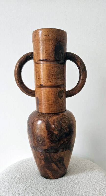 Decorative vase turned from solid olive wood – vintage