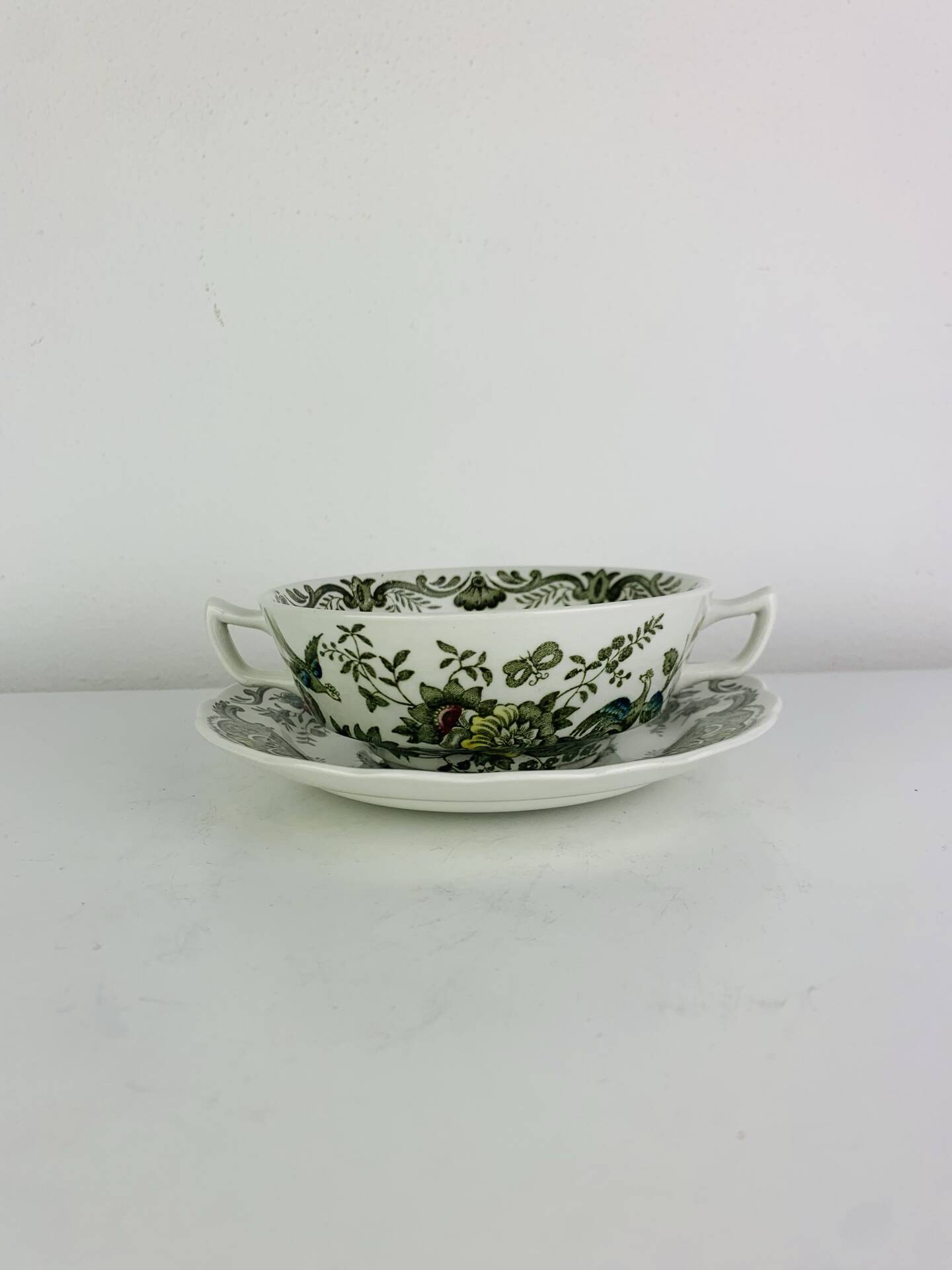 10 tasses à thé/café modèle Windsor par Ridgway, faïence anglaise