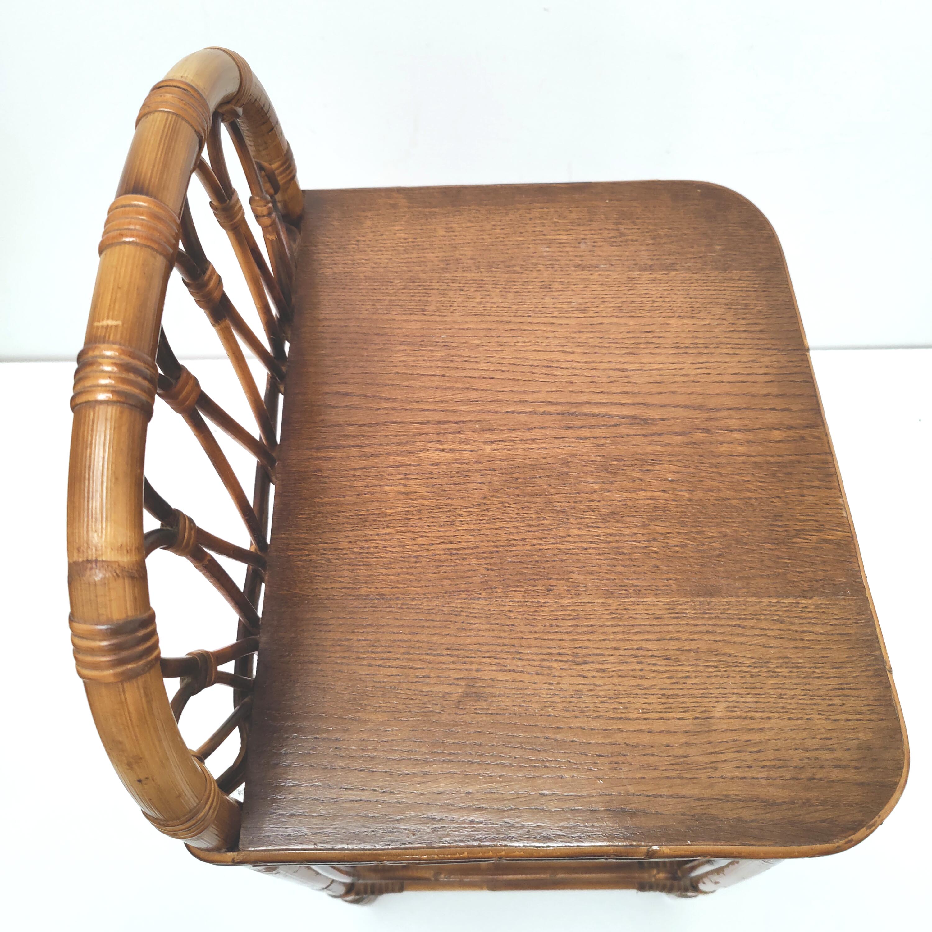 Vintage rattan bedside table 60s