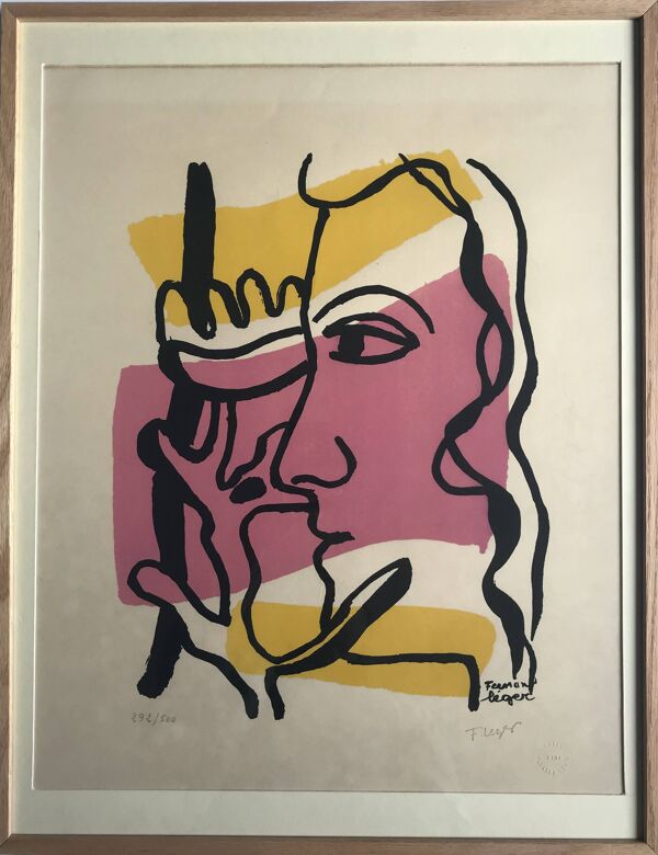 Fernand Leger, Profil à la fleur, c. 1948. Lithographie signée et timbrée