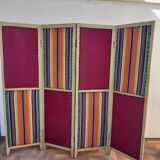 Old screen 4 sheets wood and fabric