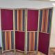 Paravent ancien 4 feuilles bois et tissu