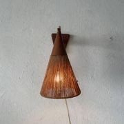 Teak wall lamp with natural ropes by Ib Fabiansen for Fog & Mørup, 1960s, Denmark.