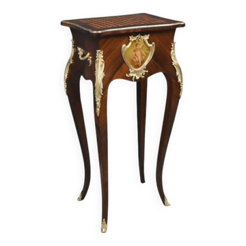 Table de salon, travailleuse en marqueterie, style Louis XV – fin XIXe