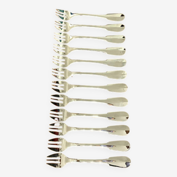 Christofle modèle cluny 12 fourchettes à huître crustacé état neuf