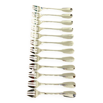 Christofle modèle cluny 12 fourchettes à huître crustacé état neuf
