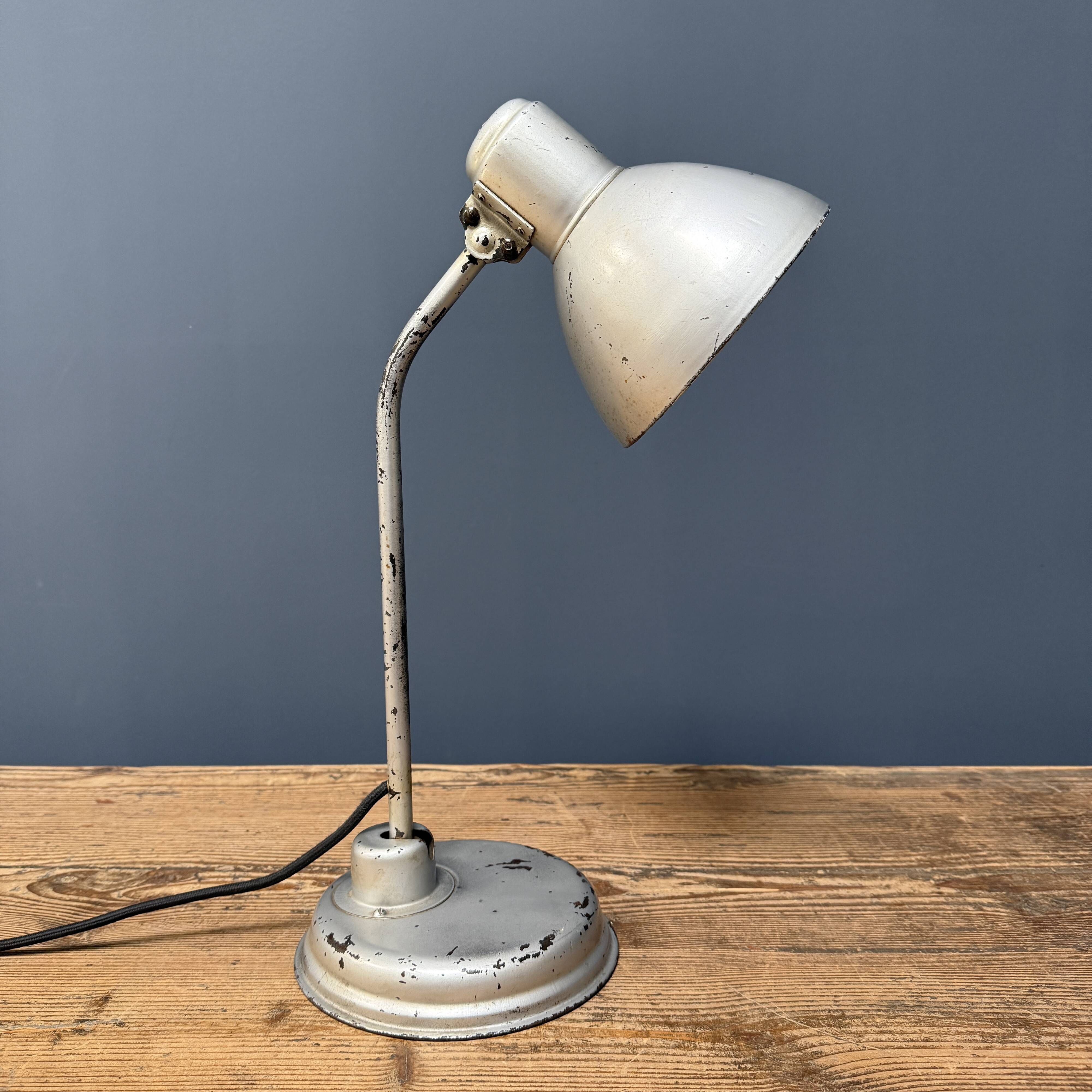Silver-grey Bauhaus desk lamp