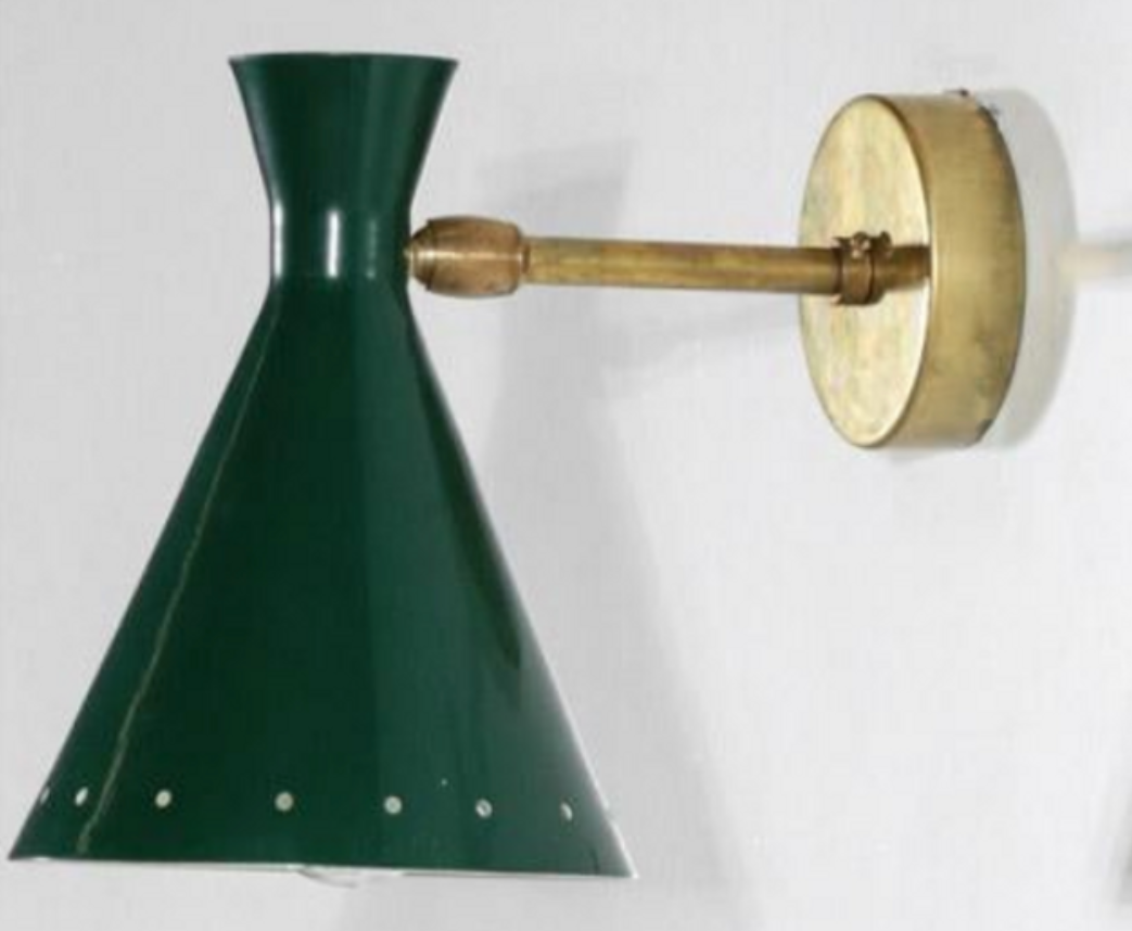 Pair wall lamps green casserole