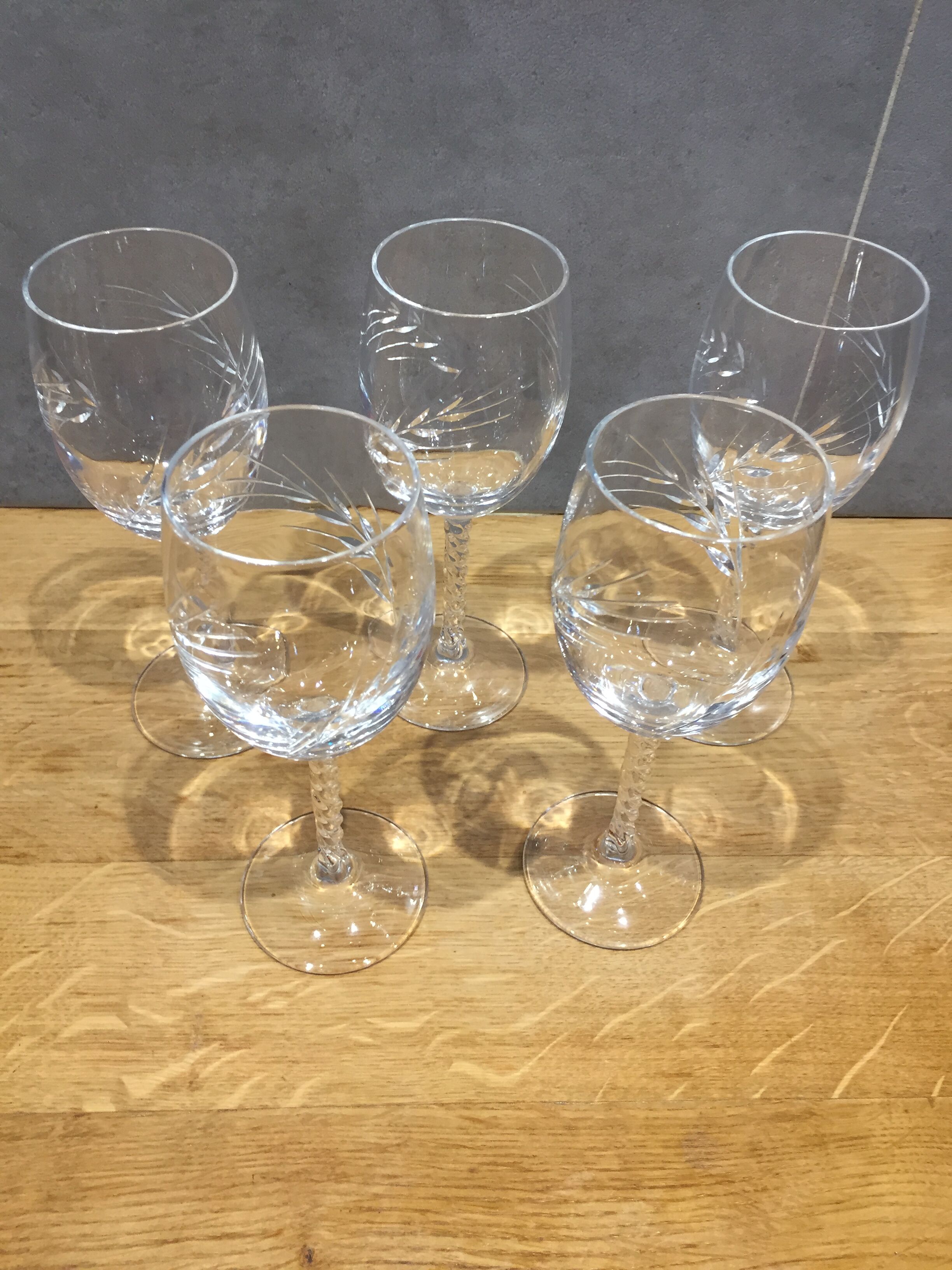 Series of glasses engraved in crystal wheat ears 5 glasses water and 5 glasses of wine