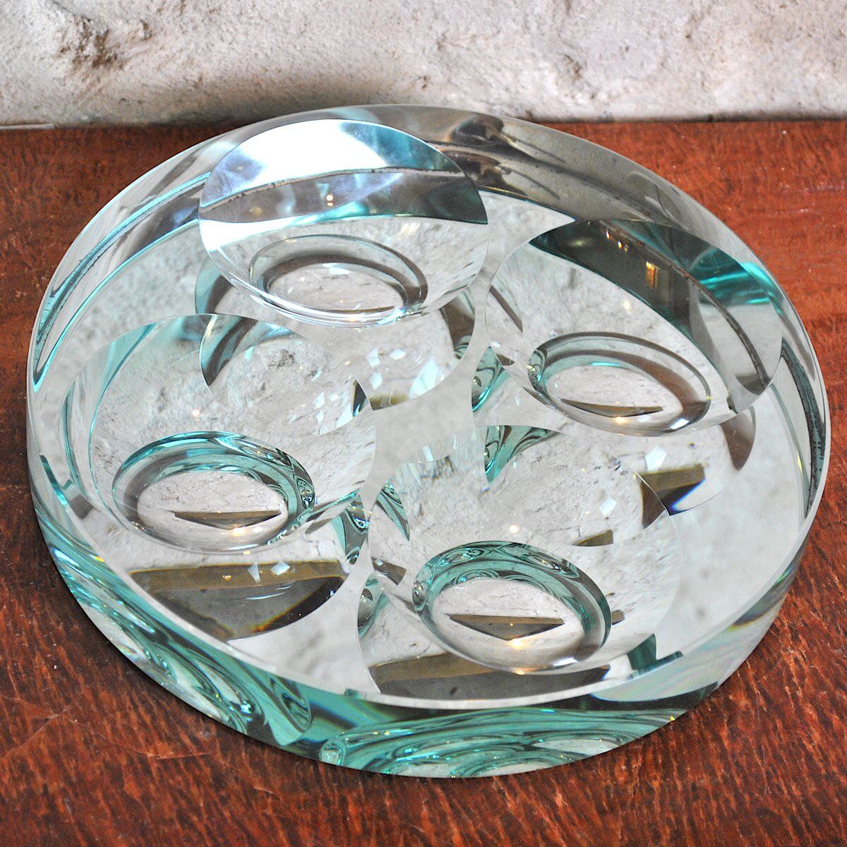 Mid-Century bevelled glass bowl by Fontana Arte, 1960s