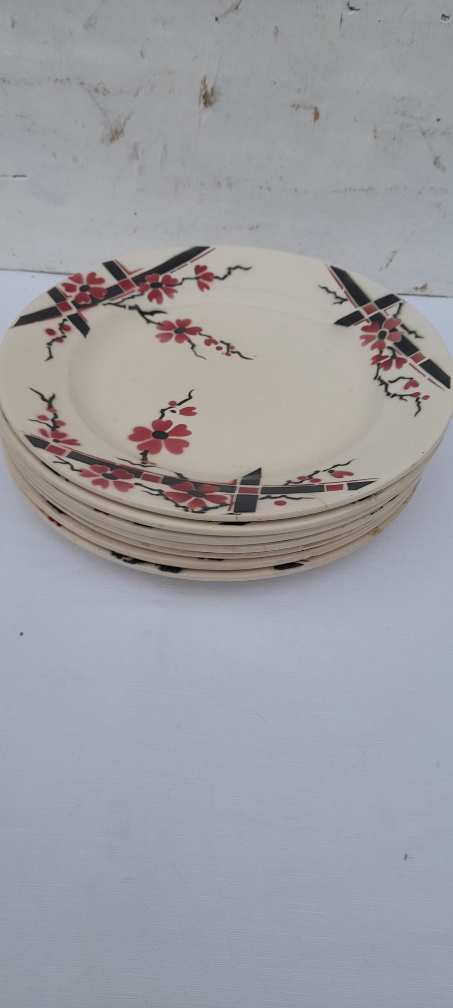7 assiettes plates en  faïence Moulin des loups & Hamage modèle Bagatelle diam 23,5 cm