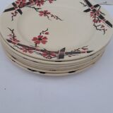 7 flat earthenware plates Moulin des loups & Hamage model Bagatelle diam 23.5 cm