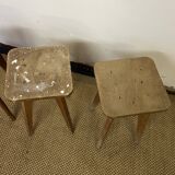 Série de 5 tabourets d'atelier en bois vintage