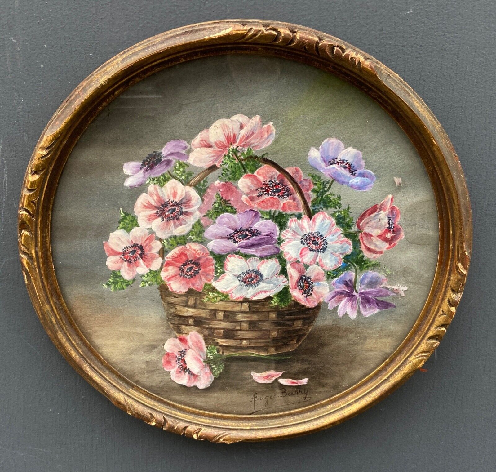 Watercolor on paper in euget-barry still life bouquet of flowers twentieth