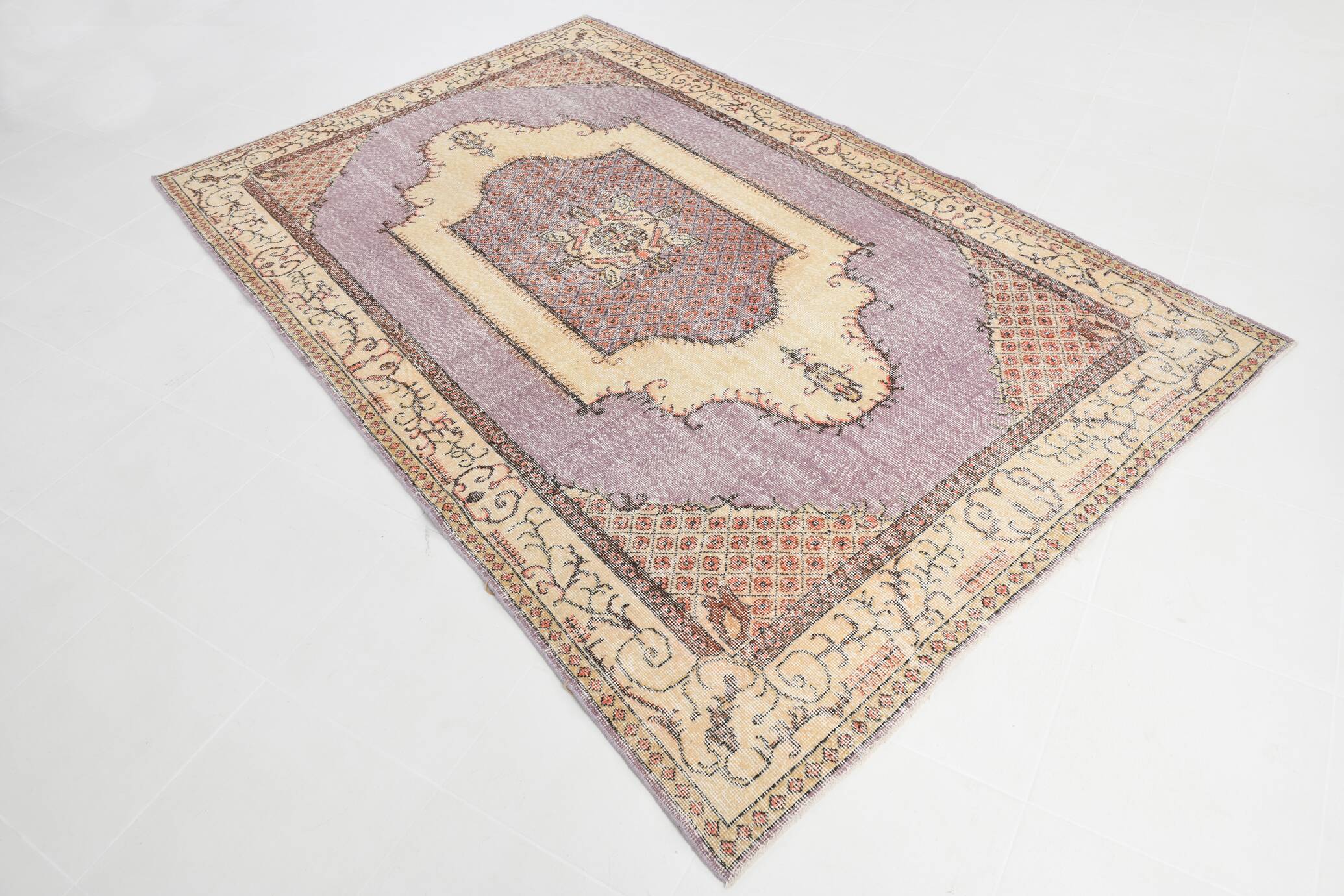 Lilac & Beige Orientel Boho Vintage Persian Rug, 176x282 Cm