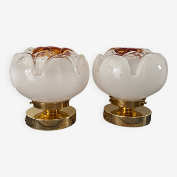 Set of two Murano glass flower wall lights