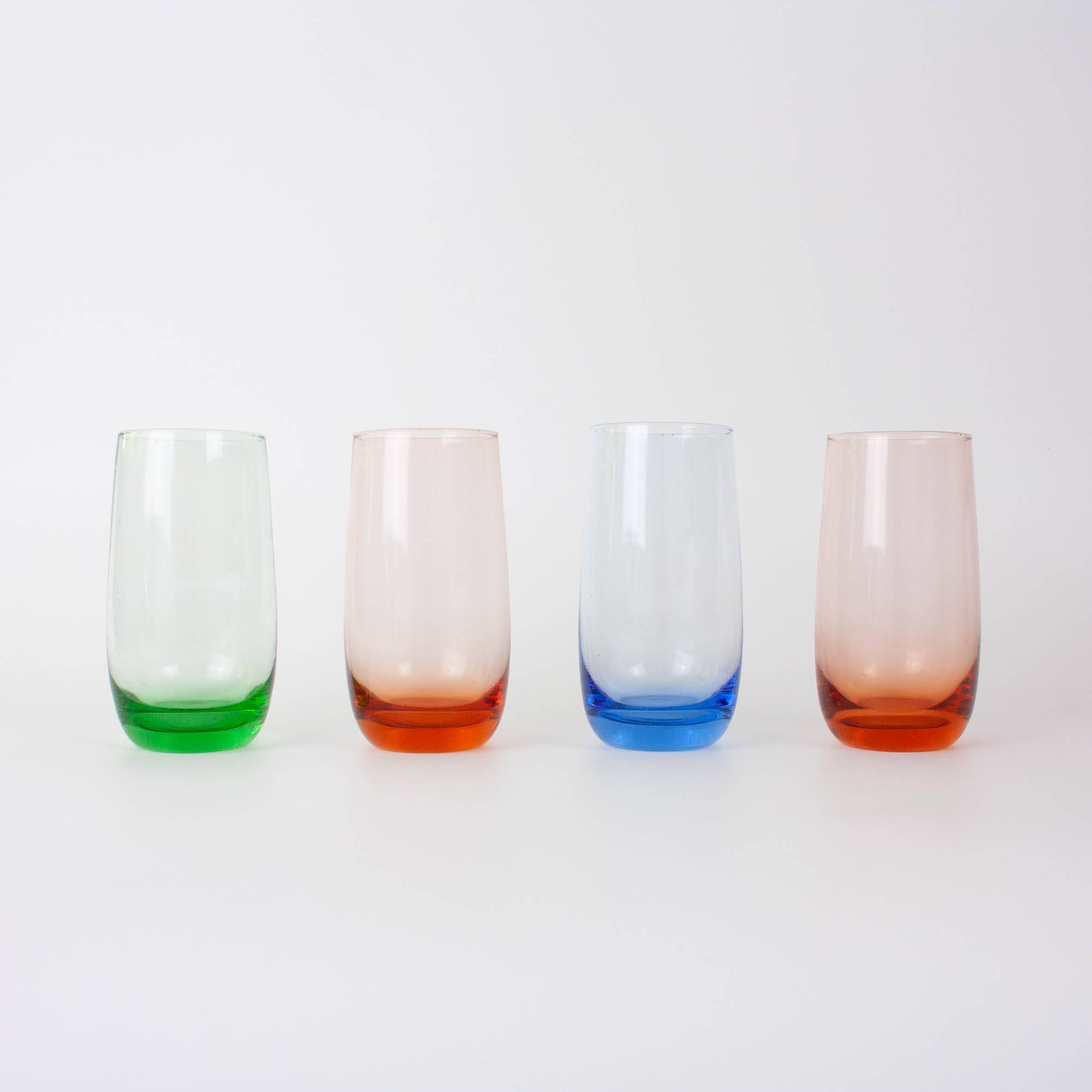 Set of 4 Italian Colorful Glasses, 1980s