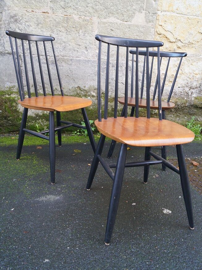 Lot of 3 chairs Fanett by Ilmari Tapiovaara 1960