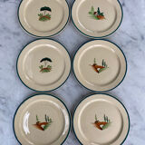 Set of 6 hand-painted Longchamp plates