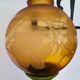 Mid-century italian yellow & green wood and glass table lamp