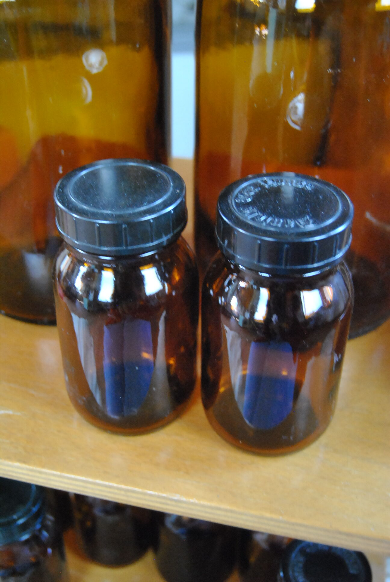 Tea jars made of smoked glass amber