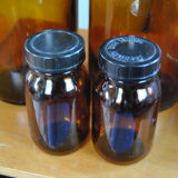 Tea jars made of smoked glass amber