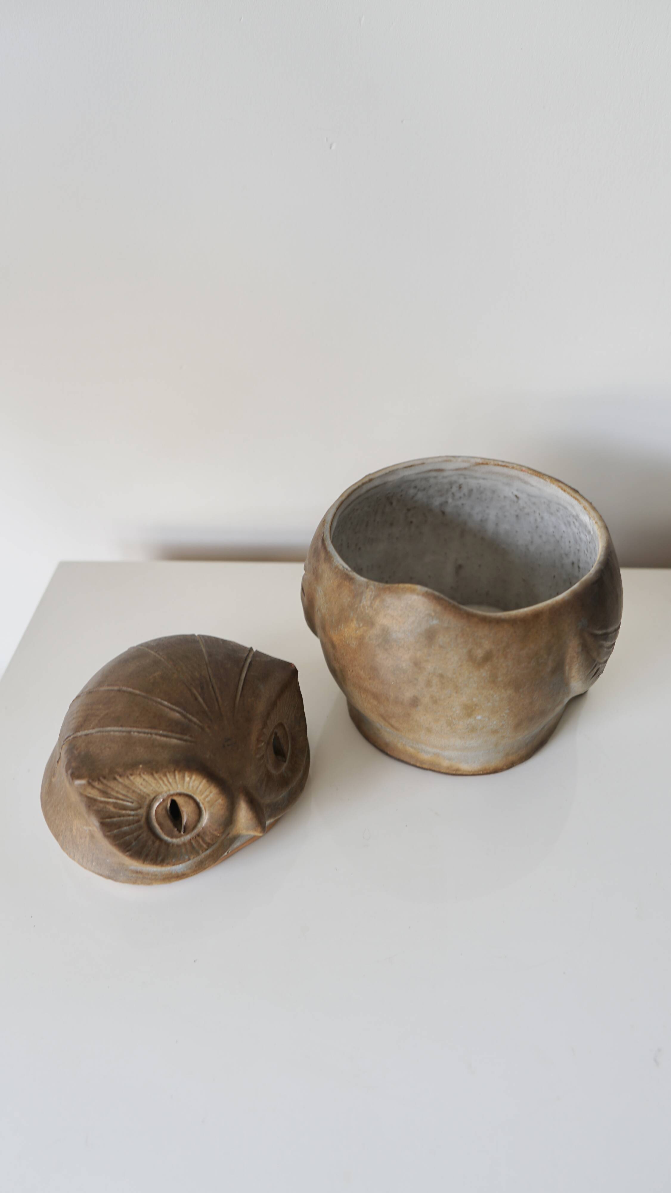 Ceramic owl sculpture - signed Agnès Escala - France, 1960s