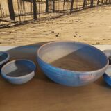 Set of 9 ceramics 60, 70'S, Jean Pierre Gasnier, Salad bowl and cups