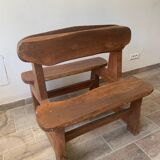 Brutalist wooden bench from the 60s