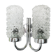 Double wall lamp 1970's chrome and glass