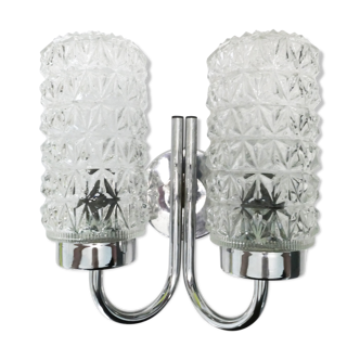 Applique double 1970's chrome et verre