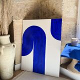 Blue and white relief painting