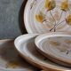 Six assiettes en grès de Niderviller au décor végétal vintages