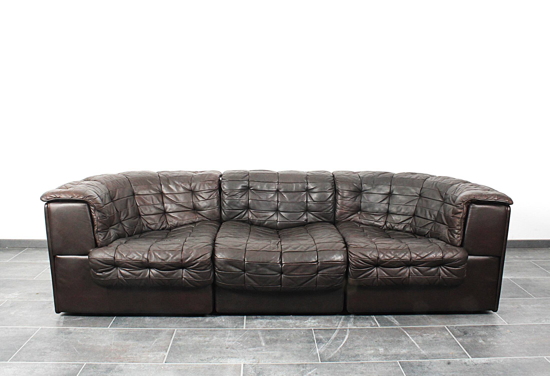 Canapé trois places De Sede DS-11 en cuir marron chocolat