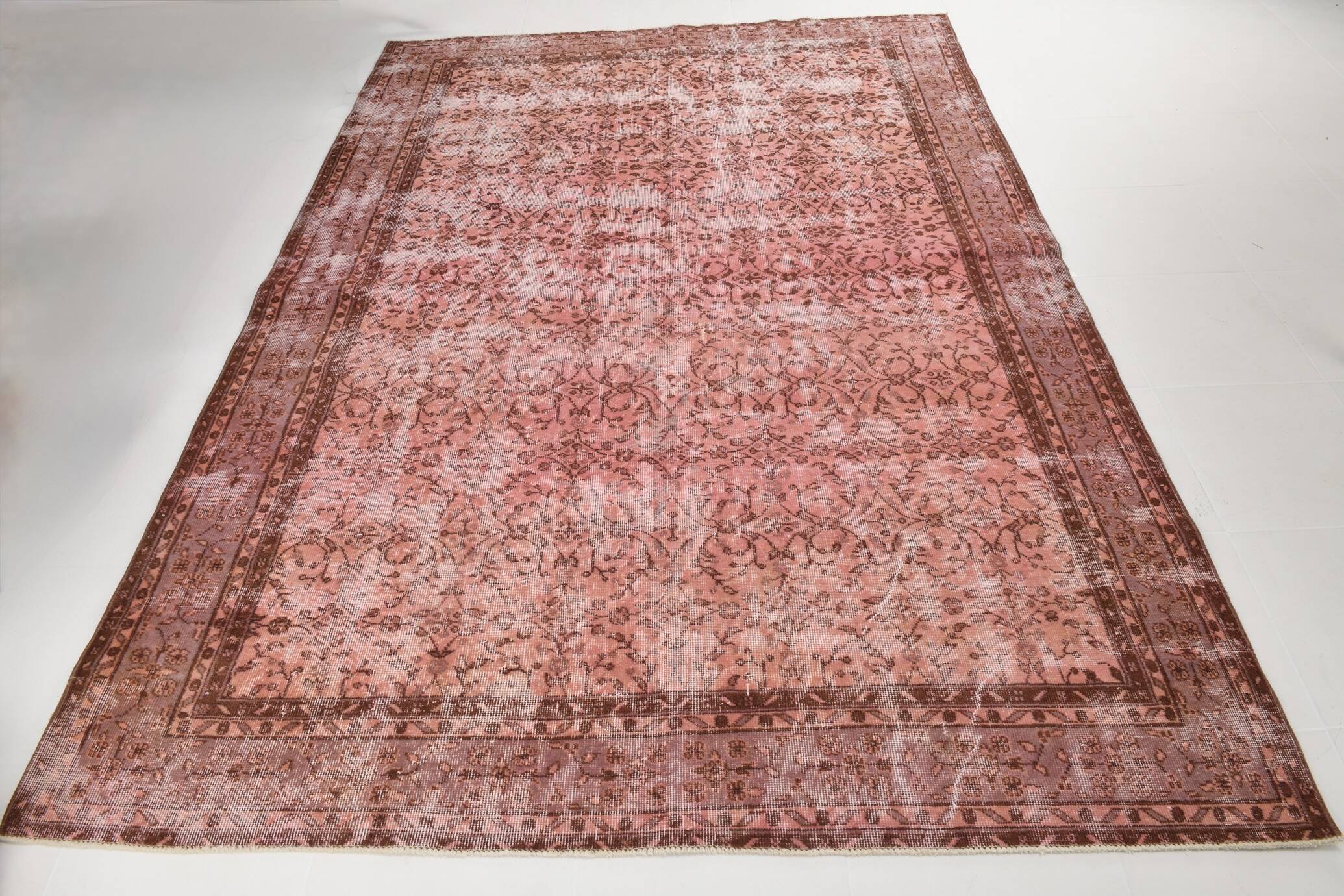 Vintage Large Pink & Red Floral Rug, 207x297Cm