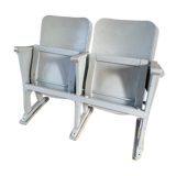 Vintage cinema bench patinated in grey