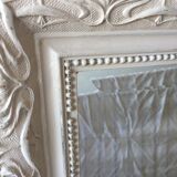 Large mirror with molding skated in gray 146 x 93 cm