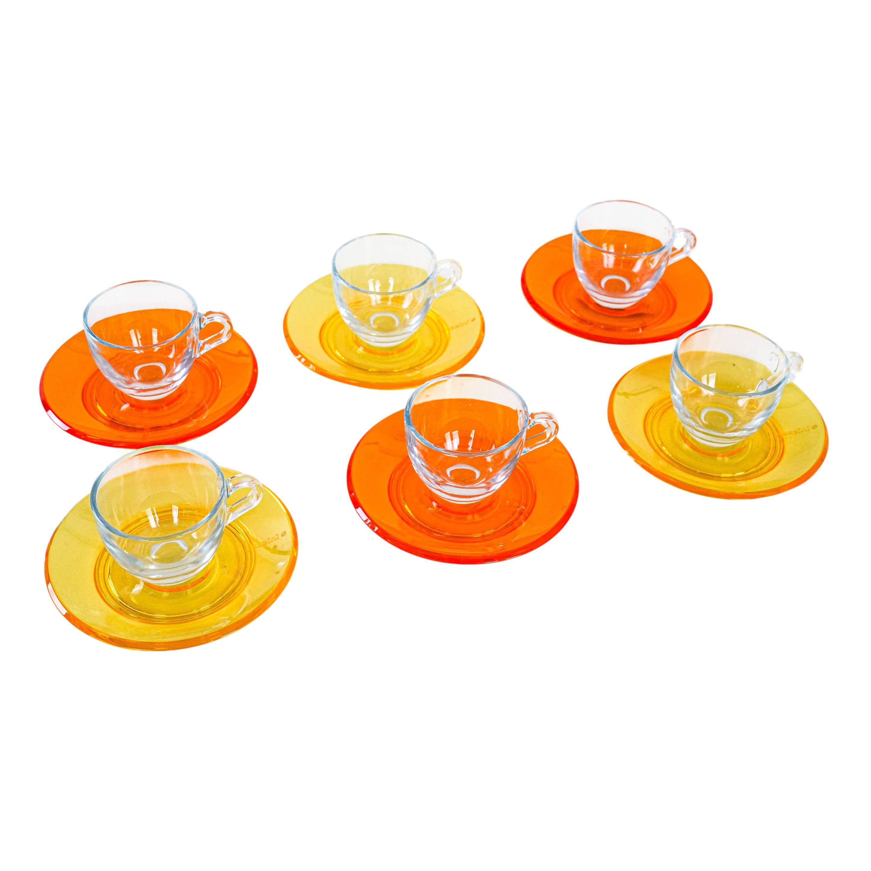 Set of glass cups, Italian design, 1970s, manufactured by Fratelli Guzzini