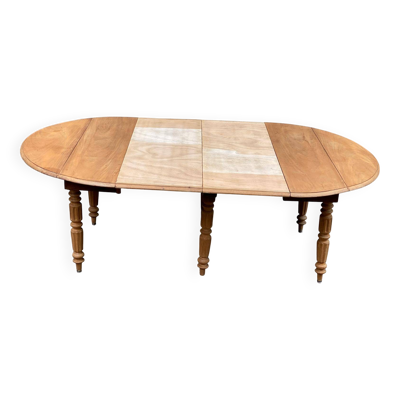 Table à manger ronde extensible Louis Philippe rénovée 215cm