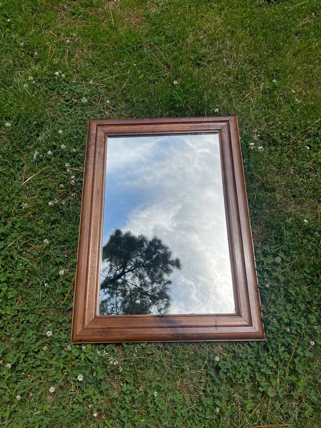 Antique solid wood mirror