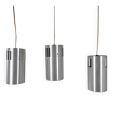 Set of 3 vintage brushed metal pendants, France, 1970.