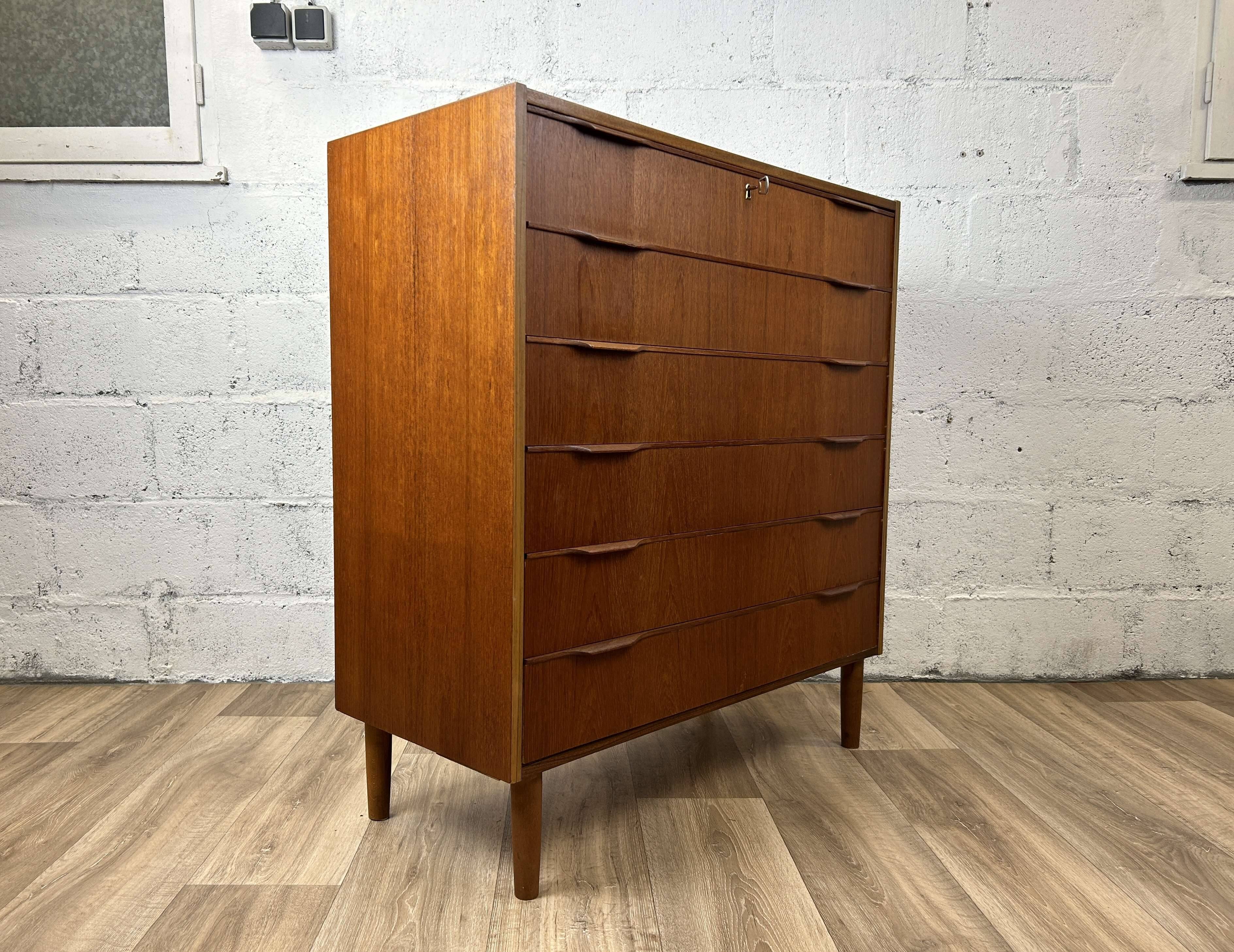 Scandinavian chest of drawers with 6 vintage teak drawers, 1960s